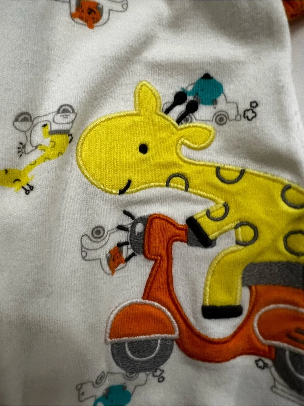 Carter's White One-Piece Footie with Orange Trim and Yellow Giraffe